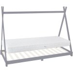 Ml - design - lit d'enfants tipi 90x200 cm gris clair avec matelas à mousse froide, h:16 cm, housse amovible, ... Ml - design - lit d'enfants tipi 90x200 cm gris clair avec matelas à mousse froide, h:16 cm, housse amovible, ...