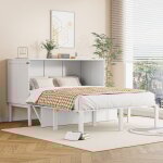 Lit simple, lit escamotable vertical, avec sommier  lattes, 140x200 cm, en bois, blanc