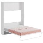 Vente - unique - lit escamotable 160 x 200 cm - ouverture verticale manuelle - blanc et gris - malina ...