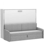 Lit escamotable horizontal canap multimo sofa couchage 140x200cm blanc