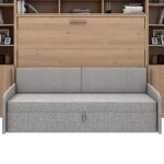 Lit escamotable horizontal canap multimo sofa couchage 140x200cm chne
