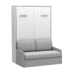 Lit escamotable vertical canap� multimo sofa couchage 140x200cm blanc