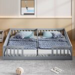 Fortuna lai - lit volutif 2x90x200cm - lit enfant avec grille, sans sommier  lattes et matelas - bois ...