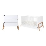 Lit volutif 70x140 et commode 3 tiroirs bellamy lotta blanc