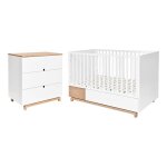 Lit volutif 70x140 et commode 3 tiroirs bellamy nomi blanc et bois