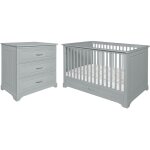 Lit volutif 70x140 et commode 3 tiroirs novelies melody gris