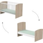 Lit volutif 70x140 sauthon access - blanc et bois