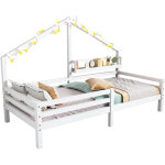 Lit familial, lit enfant avec �tag�res de rangement, moulure de chemin�e, 90 x 200 cm - blanc