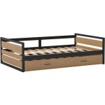 Lit gigogne 120 x 200 et 90 x 200 cm - mdf, pin et métal - naturel et anthracite - boston Lit gigogne 120 x 200 et 90 x 200 cm - mdf, pin et métal - naturel et anthracite - boston