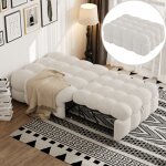 Lit gigogne 183 cm, pouf lit 2 - en - 1 avec canap� - lit escamotable, lit simple en tissu teddy - beige ...