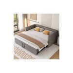 Lit gigogne 90 / 180x200 cm, lit capitonn, canap convertible, velours, sommier  lattes, canap - lit ...