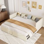 Lit gigogne 90 / 180x200 cm, lit capitonn�, canap� convertible, velours, sommier � lattes, canap� - lit ...