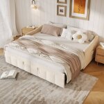 Lit gigogne 90 / 180x200 cm avec lit escamotable, poches lat�rales, tissu velours, base � lattes, canap� ...