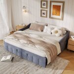 Lit gigogne 90 / 180x200 cm avec lit escamotable, poches lat�rales, tissu velours, base � lattes, canap� ...