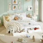 Lit gigogne 90 / 180x200 cm, � roulettes en bois massif, lit enfant multifonction avec canap�, 2 tiroirs, ...