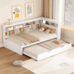 Lit gigogne 90x190 / 200cm, avec prise usb et plusieurs rangements, canap - lit capitonn extensible, ...