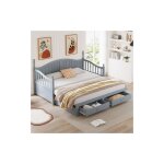 Wishdor - lit gigogne 90x190 cm et 180x190 cm avec colonnes, dossier et accoudoirs incurv�s, tiroirs ...