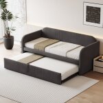Lit gigogne 90x190 cm - sommier  lattes, canap - lit gigogne, lit multifonction, scandinave, tissu, ...
