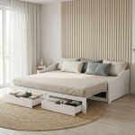 Lit gigogne 90x200 / 180x200 extensible, 2 tiroirs, lit banquette, lit capitonn�, sommier � lattes en ...