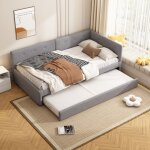 Tanant - lit gigogne 90x200 / 190 cm, lit capitonn canap - lit extensible avec sommier  lattes, lit ...