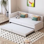Lit gigogne 90x200 cm, canapé lit extensible, velours, sommier à lattes, lit enfant, lit d'appoint - ... Lit gigogne 90x200 cm, canapé lit extensible, velours, sommier à lattes, lit enfant, lit d'appoint - ...
