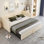 Lit gigogne 90x200cm / 180x200cm, avec canap� - lit extensible, sommier � lattes en bois, lit double ...