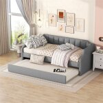 Lit gigogne 90x200cm + 90x190cm - canap - lit extensible avec sommiers  lattes en bois, sans matelas ...