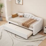 Fortuna lai - lit gigogne 90x200cm + 90x190cm - canapé - lit avec sommier à lattes - sans matelas - lin ... Fortuna lai - lit gigogne 90x200cm + 90x190cm - canapé - lit avec sommier à lattes - sans matelas - lin ...
