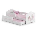 Lit gigogne blanc fiona avec sommier et matelas - princesse et licorne roses - 2 x 160 cm x 80 cm Lit gigogne blanc fiona avec sommier et matelas - princesse et licorne roses - 2 x 160 cm x 80 cm