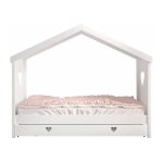 Lit gigogne cabane enfant ouvert 'amori' 90x200cm blanc