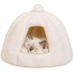 Lit grotte pour chat et chien, niche igloo d'int�rieur avec coussin amovible lavable, tente douillette ...