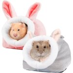 Lit de hamster, 2pcs lit chaud cochons d'inde doux avec coussin amovible en peluche, maison d'hiver pour ...