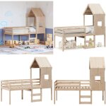 Vidaxl - lit haut sans matelas 80x200 cm bois de pin massif - lit enfant - lit surlev - lit cabane ...
