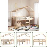 The living store - lit haut sans matelas 90x200 cm bois de pin massif - lit enfant - lit surlev - lit ...