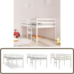 Vidaxl - lit haut sans matelas blanc 80x200 cm bois de pin massif - lit enfant - lit mezzanine - lit ...