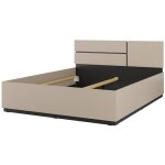 Lit havana 160x200 cm beige et noir ? �l�gance contemporaine et structure sans sommier