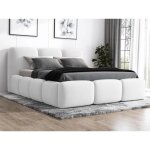 Lit honor en similicuir avec coffre de rangement et tte de lit matelasse - polyurthane blanc - 180x200, ...