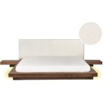 Beliani - lit japonais avec led tête de lit bouclé et 2 tables de nuit 180 x 200 cm marron zen Beliani - lit japonais avec led tête de lit bouclé et 2 tables de nuit 180 x 200 cm marron zen
