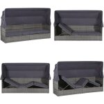 Vidaxl - lit de jardin avec auvent gris 205x62 cm rsine tresse - chaise longue - transats - mobilier ...