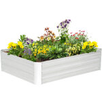 Lit de jardin sur�lev� carr� potager en acier galvanis� protection contre mauvaises herbes 120 x 90 x ...