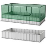 Lit de jardin sur�lev� galvanis� avec housse de serre kit de jardini�re sur�lev�e avec porte enroulable ...