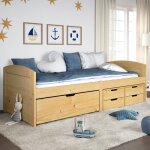 Maison chic - lit de jour avec 5 tiroirs lit adulte contemporain lit simple irun 90x200 cm bois de pin ...