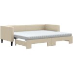 Vidaxl - lit de jour avec gigogne et matelas crème 80x200 cm tissu Vidaxl - lit de jour avec gigogne et matelas crème 80x200 cm tissu