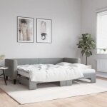 Lit de jour avec gigogne et matelas gris clair 80x200 cm tissu Lit de jour avec gigogne et matelas gris clair 80x200 cm tissu