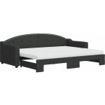 Vidaxl - lit de jour avec lit gigogne et matelas noir 80x200 cm tissu Vidaxl - lit de jour avec lit gigogne et matelas noir 80x200 cm tissu
