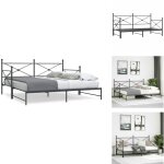 Lit de jour avec gigogne sans matelas noir 107x203 cm acier - lit de jour avec lit gigogne - lits de ...