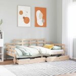 Lit de jour avec tiroirs sans matelas 90x200 cm bois massif vidaxl Lit de jour avec tiroirs sans matelas 90x200 cm bois massif vidaxl