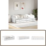 Lit de jour avec tiroirs sans matelas blanc 100x200 cm - lit deux places - canapé convertible - meuble ... Lit de jour avec tiroirs sans matelas blanc 100x200 cm - lit deux places - canapé convertible - meuble ...