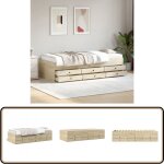 Lit de jour avec tiroirs sans matelas chêne sonoma 75x190 cm - lit deux places - canapé convertible - ... Lit de jour avec tiroirs sans matelas chêne sonoma 75x190 cm - lit deux places - canapé convertible - ...