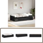 Lit de jour avec tiroirs sans matelas noir 90x190 cm - lit deux places - canapé convertible - meuble ... Lit de jour avec tiroirs sans matelas noir 90x190 cm - lit deux places - canapé convertible - meuble ...